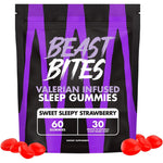 Beast Bites Valerian Root Sleep Gummies front view showing melatonin free formula