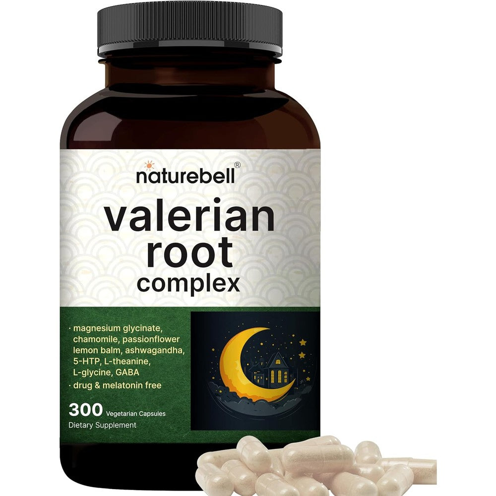 NatureBell Valerian Root for Sleep 300 veggie capsules front bottle view