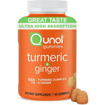Qunol Turmeric and Ginger Gummies ninety count front view bottle for joint support