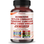 PEAKPURY berberine cinnamon apple cider vinegar turmeric 150 capsules front view packaging