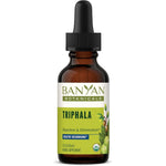 Banyan Botanicals Triphala Liquid Extract 30ml front view bottle for organic digestion support