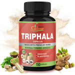 Organic Cadane Triphala 150 capsules front view showing the product label and authentic packaging.