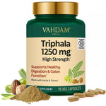 Vahdam Triphala Capsules bottle for Ayurvedic gut health and digestive health supplements