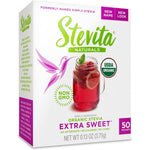 Stevita Organic Stevia Extra Sweet 50 Packets front view package