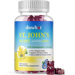 Duwhot St John's Wort and Ashwagandha organic herbal gummies front bottle view for stress relief