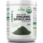 Zazzee Organic Spirulina Powder One Kilogram front view container for healthy smoothies