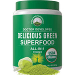 Peak Performance Organic Greens Superfood Powder front view of authentic USA imported dietary supplement container