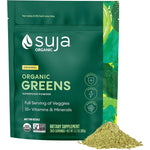 Suja Organic Greens Powder Probiotic Blend 12.7 Ounce front packaging showing superfood ingredients.