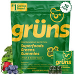 Grüns Adults Super Greens Multivitamin Gummy Bears front packaging view for daily wellness