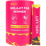 Dista-USA Boasi Strawberry Shilajit Honey Sticks front view container for women wellness.
