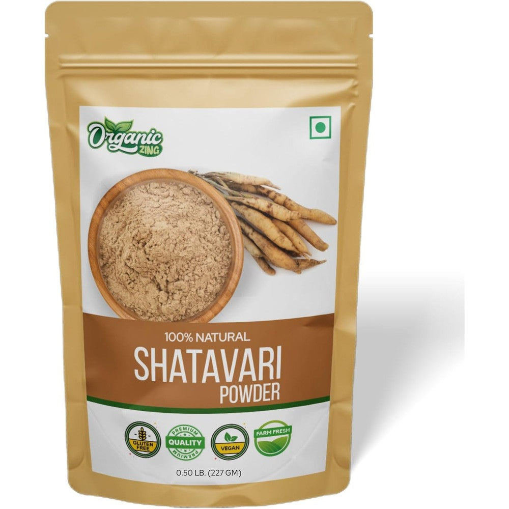 Organic Zing Shatavari Powder front pouch view premium herbal supplement