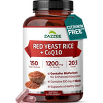 Zazzee Naturals Extra Strength Red Yeast Rice with CoQ10 75 Vegan Capsules front bottle view