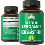 Peak Performance Citrus Bergamot and Red Yeast Rice bottle front view for premium heart health support.
