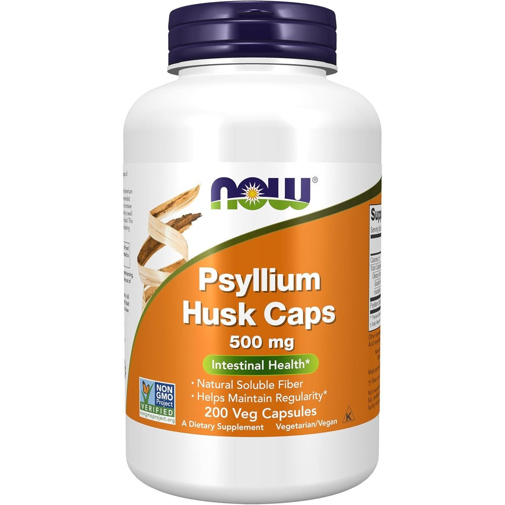 Now Foods Psyllium Husk 500mg 200 Veg Capsules bottle front view