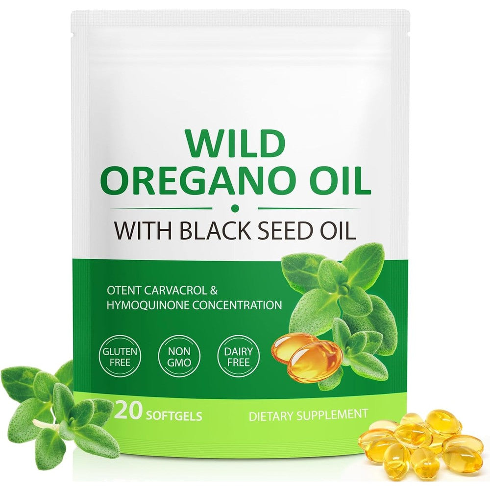 MXCZBSM Oregano Oil of Softgels Organic and Black Seed Oil 120 capsules front view packaging.