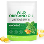 Cacukn Organic Oregano Oil and Black Seed Oil 120 softgels bottle front view showcasing organic immune supplement labels.