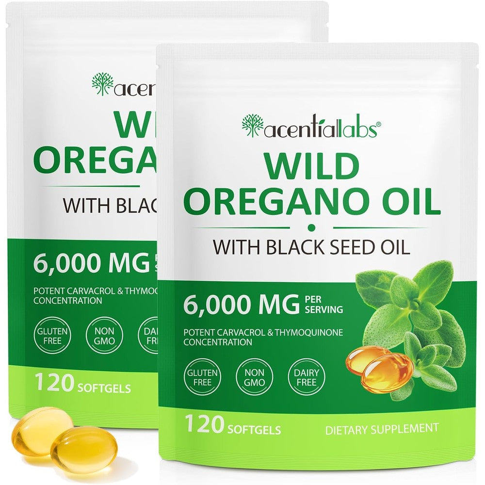 Acentia Labs Maaoun Oil of Oregano and Black Seed Oil Capsules two pack front packaging view