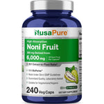 NusaPure Noni Fruit Capsules front label view showing 240 vegetarian capsules bottle