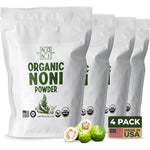 Healing Noni Organic Noni Powder 4-pack front view packaging showing USDA Organic seal.