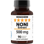 MONOHERB Noni Extract 500mg 90 vegetable capsules front bottle view for immune system support