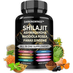 Darkingwings Shilajit Ashwagandha capsules front view bottle