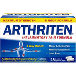 Arthriten Inflammatory Pain Formula 28 count box front view for arthritis relief.
