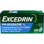 Excedrin PM 100 count bottle front view for nighttime headache relief