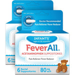 FeverAll Infant Acetaminophen Suppositories front view 80mg fever reducer