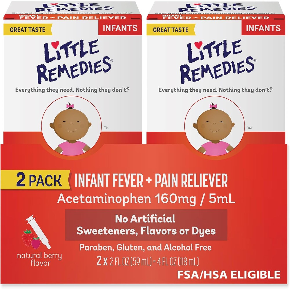 Little Remedies Infant Fever and Pain Reliever 2 pack front view for baby health care.
