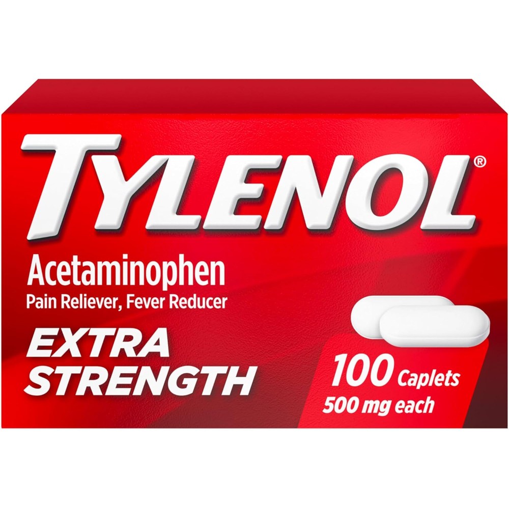 Tylenol Extra Strength 500mg bottle front view for pain relief