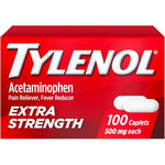 Tylenol Extra Strength 500mg bottle front view for pain relief