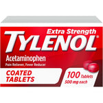 Tylenol Extra Strength 500mg bottle front view for pain relief