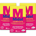 Midol Complete Menstrual Pain Relief Caplets 40 count pack of 3 front view showing packaging.