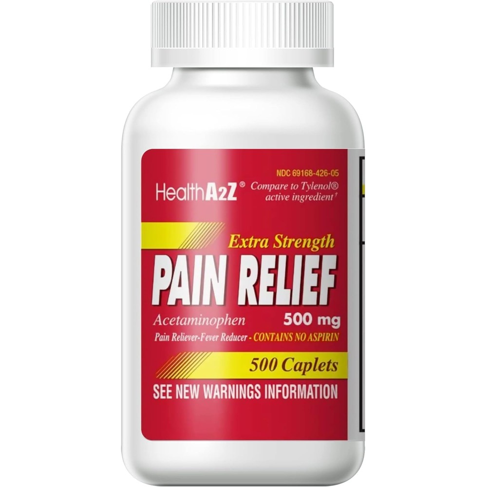 HealthA2Z Extra Strength Pain Relief 500 count bottle front view