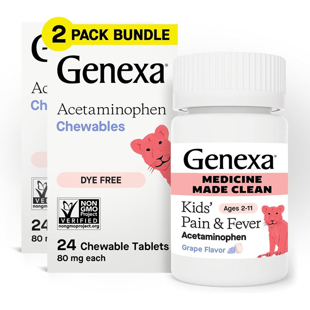 Genexa Kids Clean Pain and Fever Acetaminophen 2 Pack front view