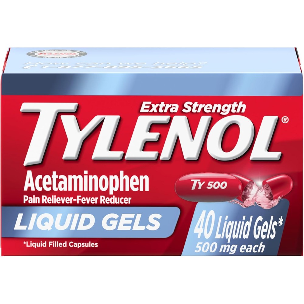 Tylenol Extra Strength Liquid Gels 40 count front box view for fast pain relief.