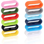 Tinoaly silicone strap rings front view showing twelve pieces in assorted vibrant colors