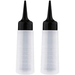 Yebeauty Hair Color Applicator Bottle 2 Pack front view showing clear plastic body and black angled tip