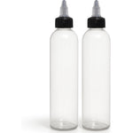 BRIGHTFROM twist top applicator bottles front view showing crystal clear empty body and black nozzles