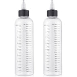 BESARME hair oil applicator bottle front view with dual measurement scale markings.