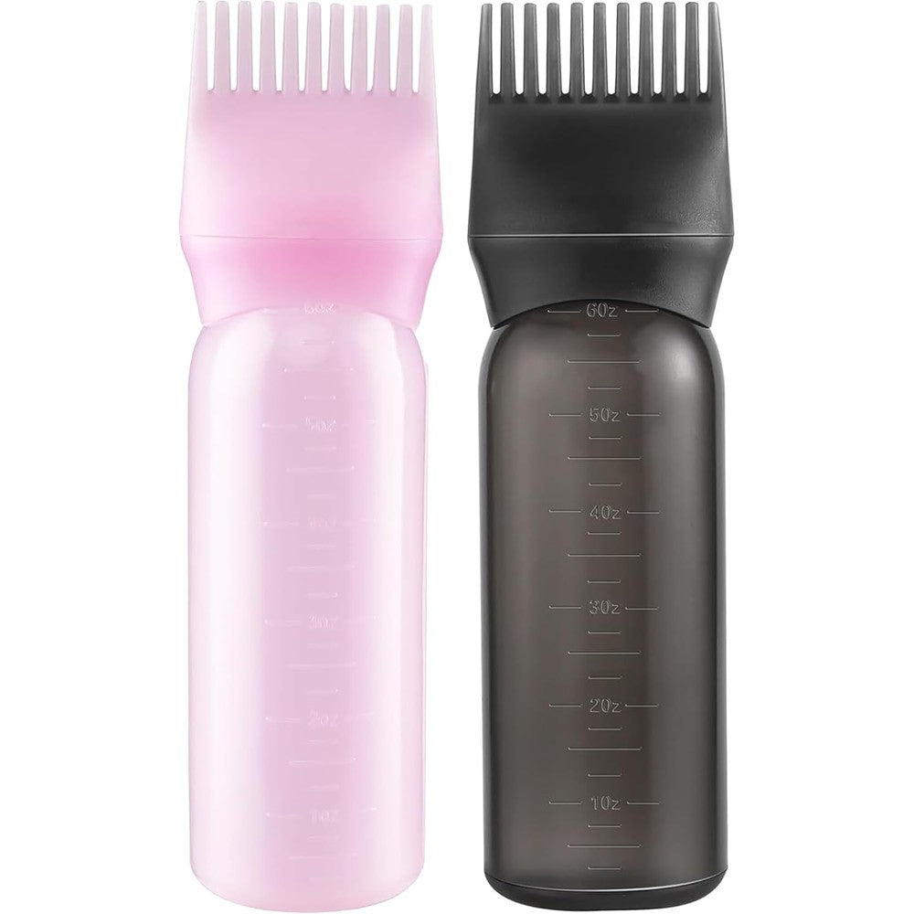 Pairswind root comb applicator bottle combo front view showing black and pink hair oiling tools