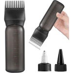 FXSPLCZ root comb applicator bottle front view showing the black squeezable plastic body and graduated measurement scale.