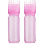 PAEFIU root comb applicator bottle pink 2 pack front view showing graduated scale measurements