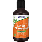 NOW Foods Extra Strength Liquid Chlorophyll Mint front view of bottle for internal deodorization.