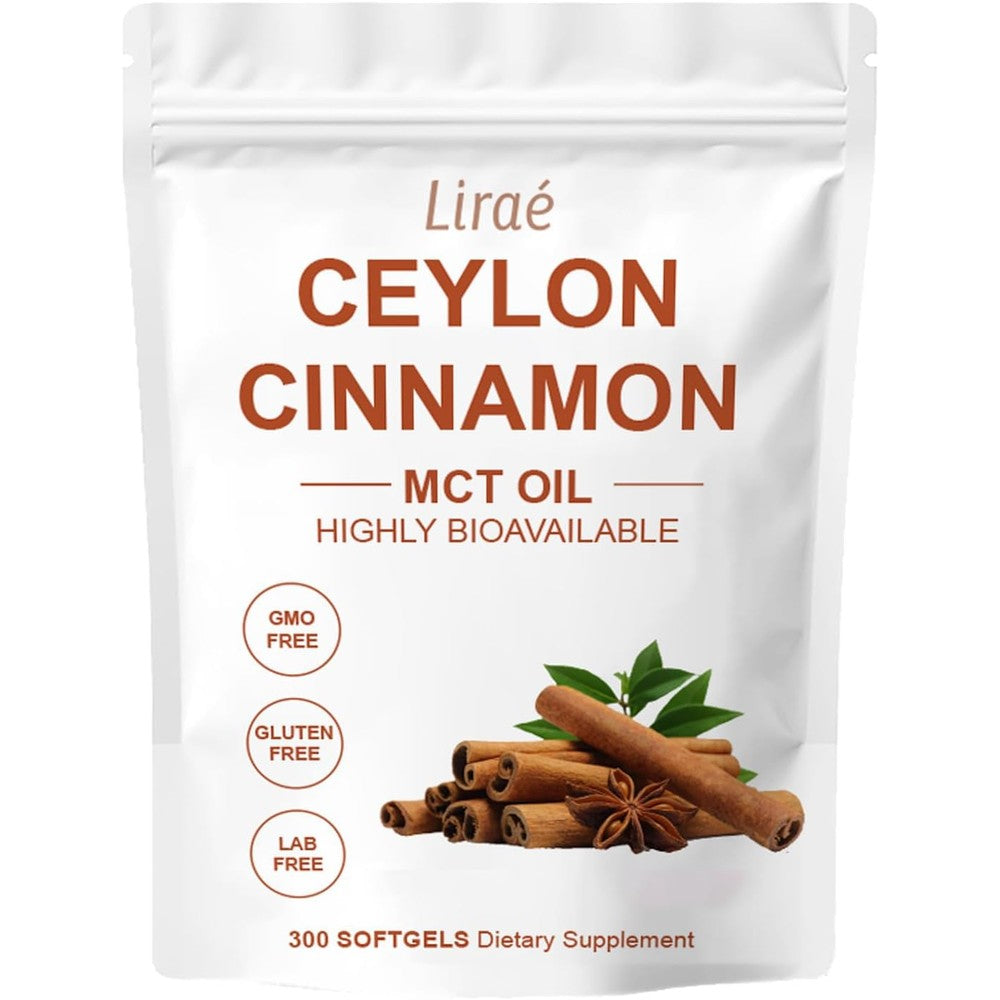 Lirae Ceylon Cinnamon Softgels front view bottle