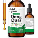 Wild And Organic Dong Quai Tincture front view bottle showing 500mg liquid extract details