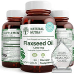 Natural Nutra Organic Flaxseed Oil 1000 Milligrams front bottle view for heart health supplement
