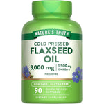 Nature's Truth Organic Flaxseed Oil 3000mg 90 softgels front bottle view