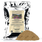 Starwest Botanicals Certified Organic Ground Flax Seed Meal Powder pouch front view showing organic health supplement label.