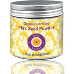Deve Herbes Pure Flax Seed Powder front view of the high quality container showing organic certified branding.